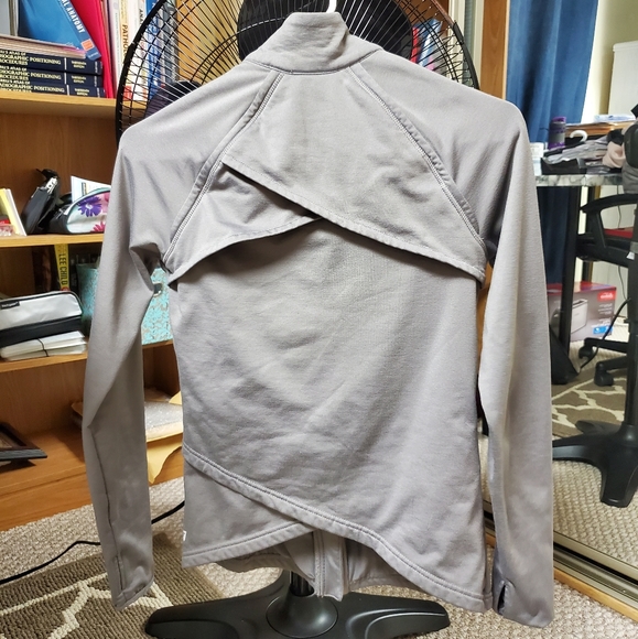 Fabletics Grey Criss Cross Back Zip-up Hoodie - Picture 3 of 5